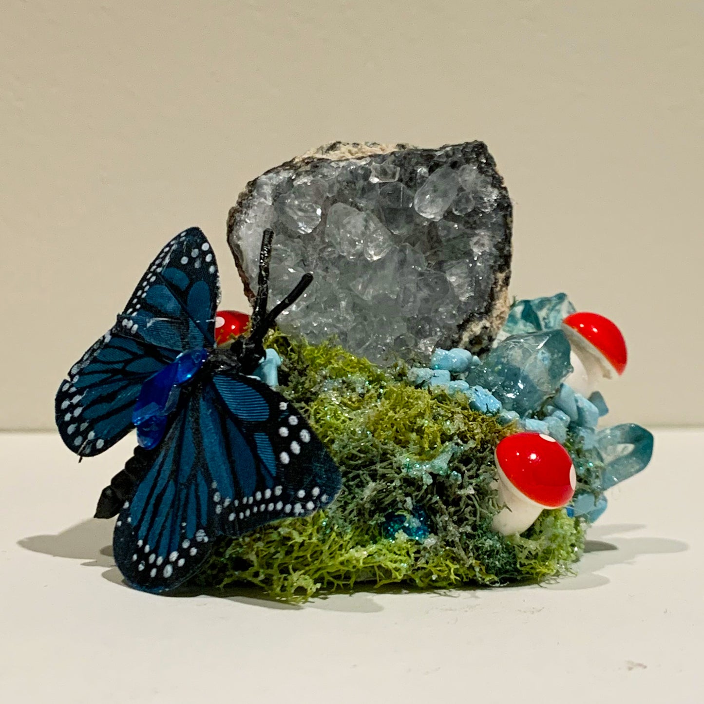 Blue Butterfly - Quartz Geode & Blue Quartz Sculpture