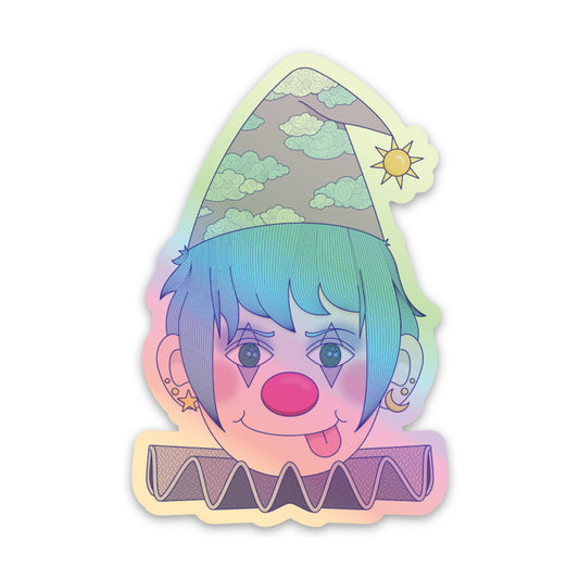 Silly Little Clown Holographic Sticker