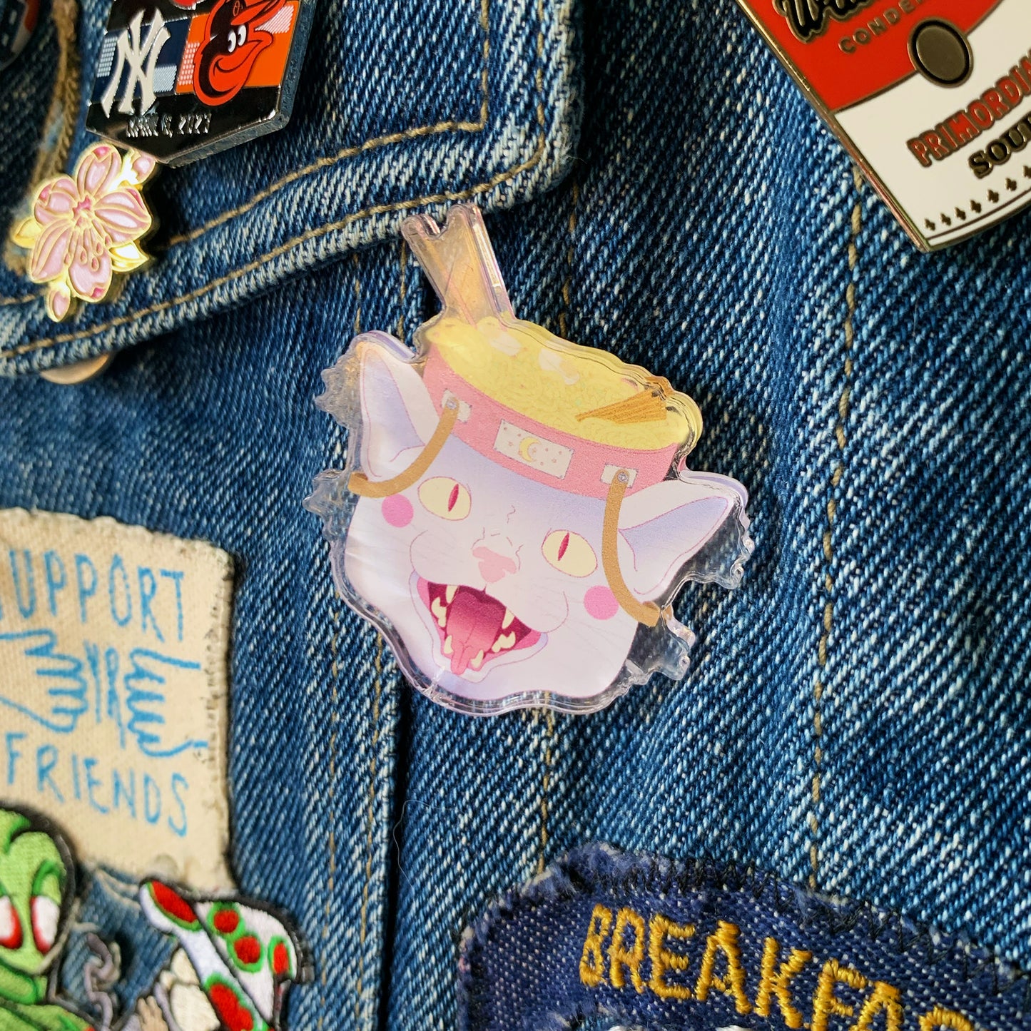 Ramen Cat Acrylic Pin