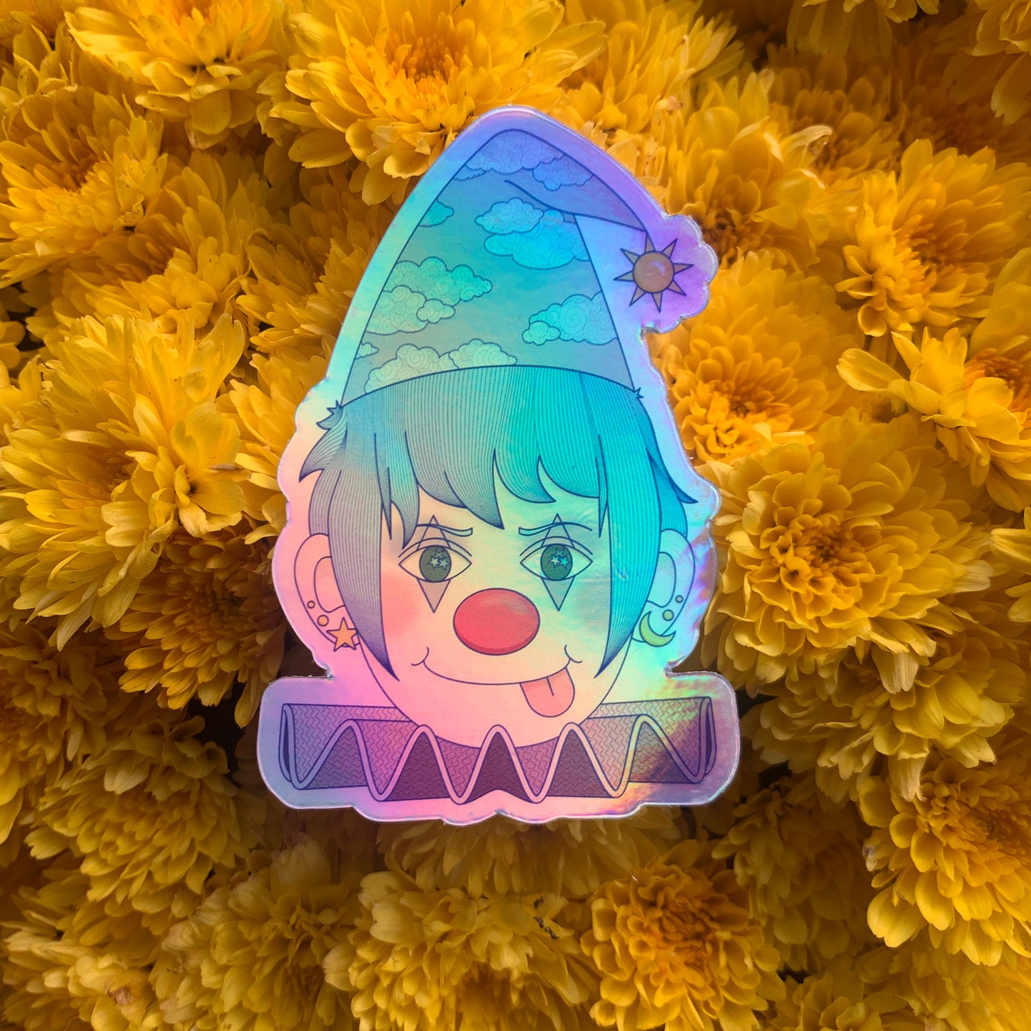 Silly Little Clown Holographic Sticker