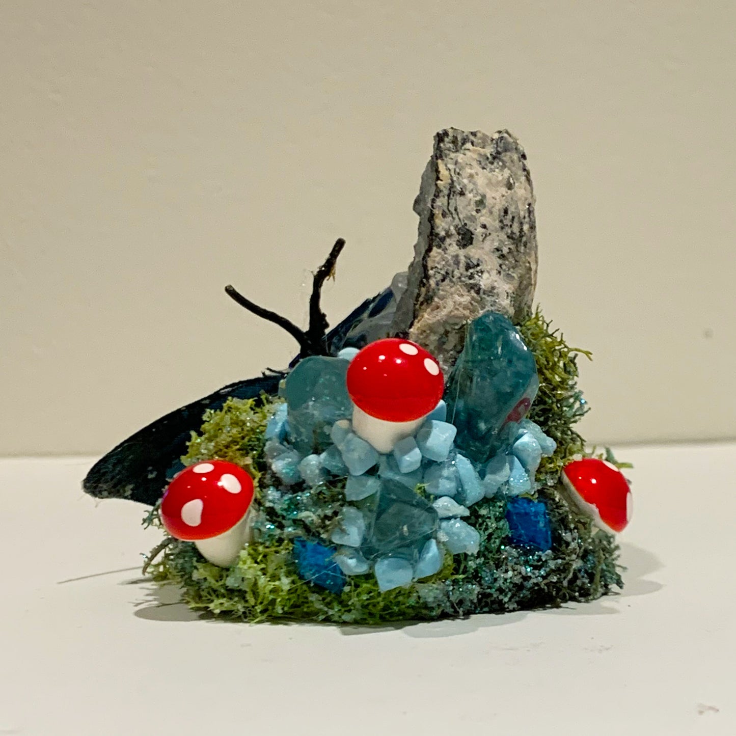 Blue Butterfly - Quartz Geode & Blue Quartz Sculpture