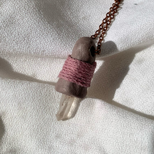 Clear Quartz Clay Pinch Necklace