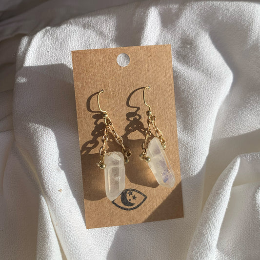 Angel Aura Quartz Crystal Drop Earrings