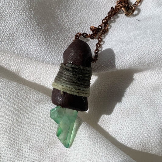 Green Quartz Clay Pinch Necklace