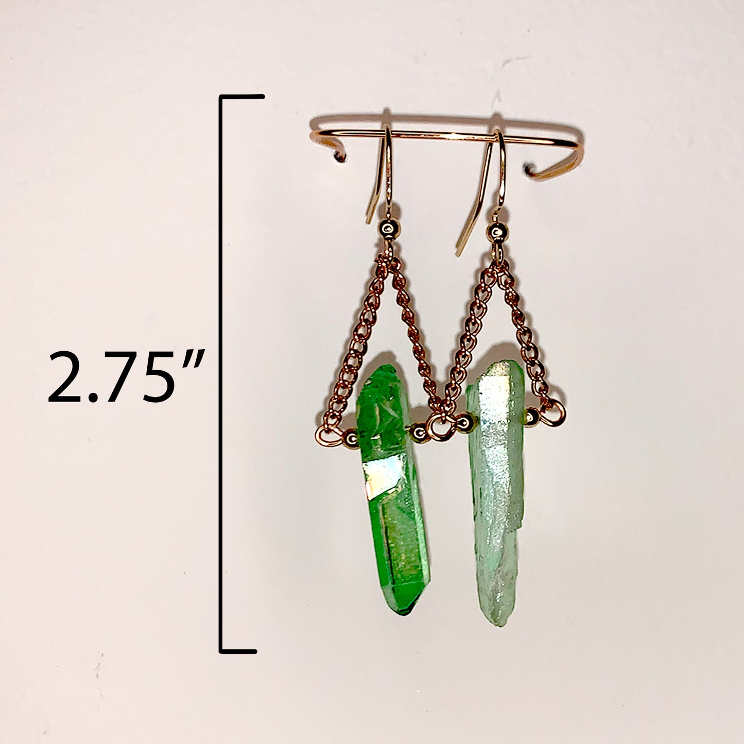 Green Quartz Crystal Drop Earrings