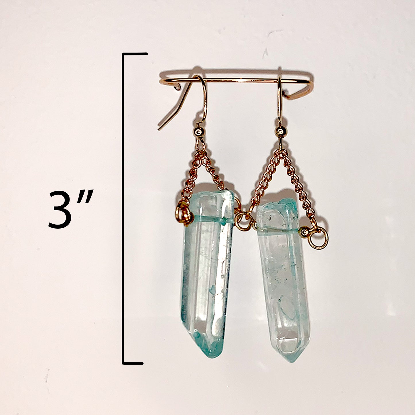 Light Blue Quartz Crystal Drop Earrings