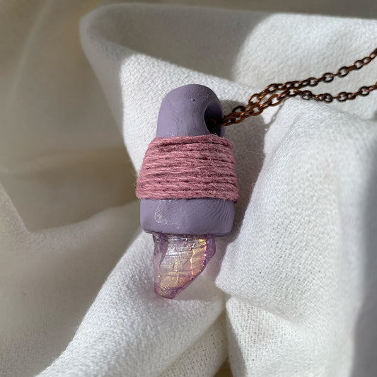 Purple Quartz Clay Pinch Necklace