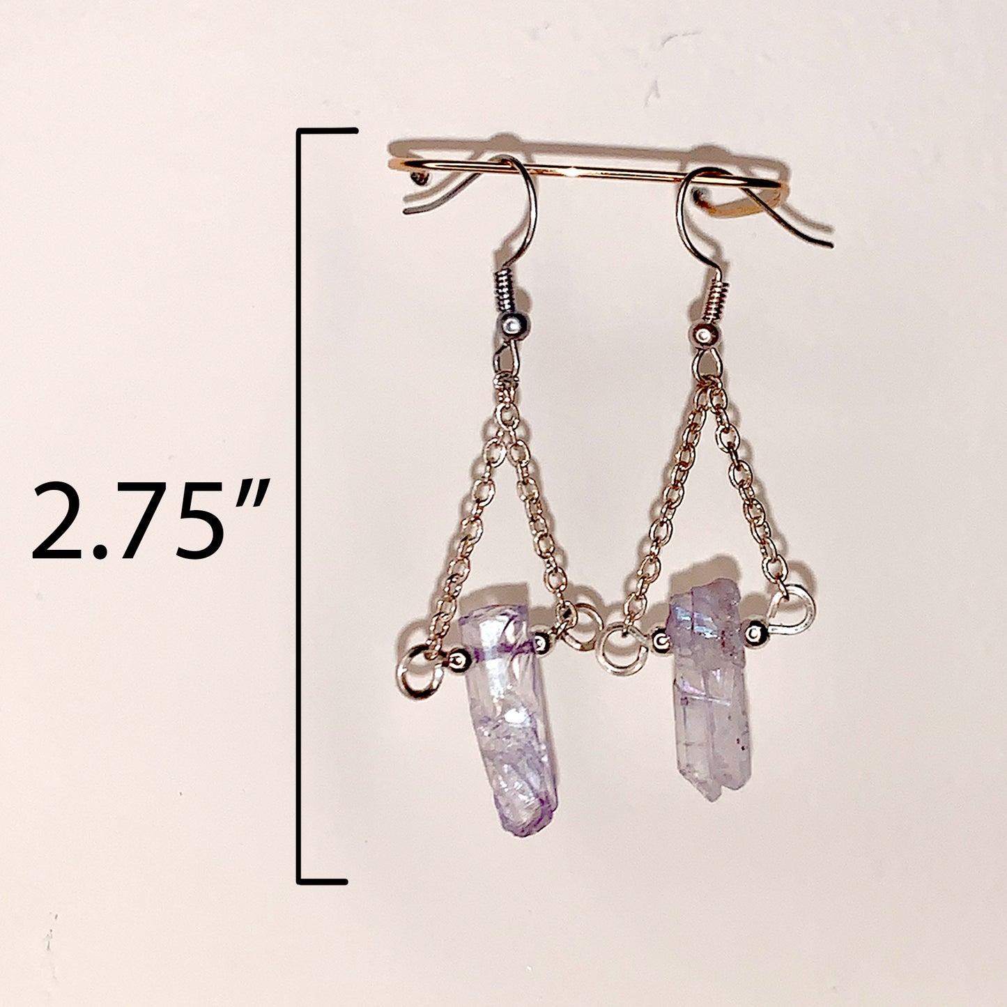 Purple Quartz Crystal Drop Earrings