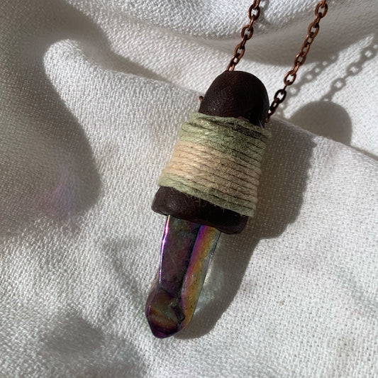 Titanium Aura Quartz Clay Pinch Necklace